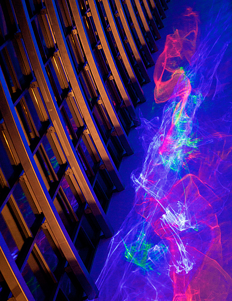 Stratus 10: interactive kinetic laser art in the atrium of the JW Marriott in Grand Rapids